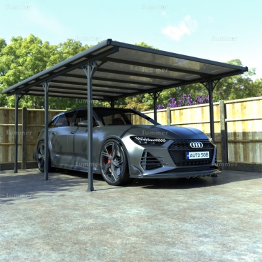 Aluminium Carport 490 - Adjustable Posts, Polycarbonate Roof Aluminium Carport 490 - Adjustable Posts, Polycarbonate Roof