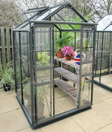 Green Aluminium Greenhouse 10 - Double Door Green Aluminium Greenhouse 10 - Double Door