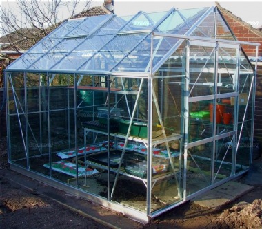 Grey Aluminium Greenhouse 174 - Double Door Grey Aluminium Greenhouse 174 - Double Door