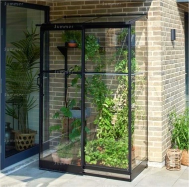 Aluminium Lean To Greenhouse 410 - Toughened Glass Aluminium Lean To Greenhouse 410 - Toughened Glass