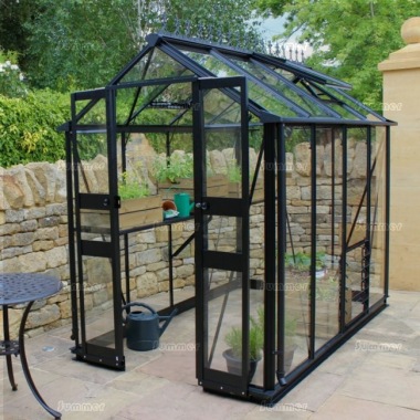 Aluminium Greenhouse 244 - Black, Zero Threshold Doorway Aluminium Greenhouse 244 - Black, Zero Threshold Doorway