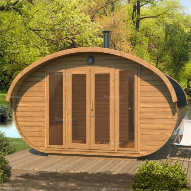 Log Barrel Sauna 951 - 3 Rooms, Thermowood Logs, Felt Tiles Log Barrel Sauna 951 - 3 Rooms, Thermowood Logs, Felt Tiles