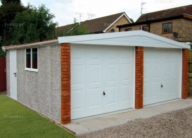 Spar Apex Double Concrete Garage 263 - Brick Posts, PVCu Windows and Fascias Spar Apex Double Concrete Garage 263 - Brick Posts, PVCu Windows and Fascias