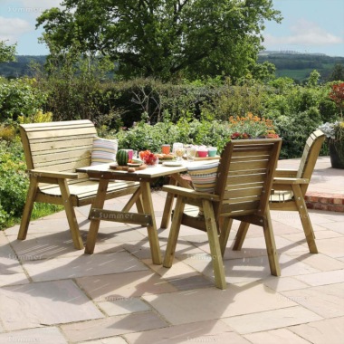 Pressure Treated 4 Seater Dining Set 829 - Chairs, Bench, PEFC Certified Pressure Treated 4 Seater Dining Set 829 - Chairs, Bench, PEFC Certified