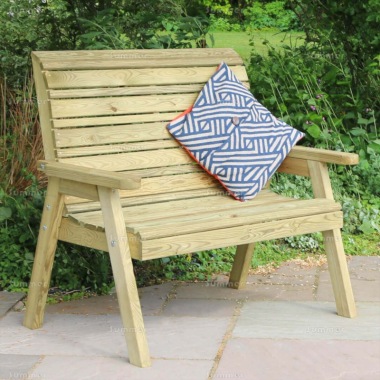 High Back 2 Seater Bench 837 - Pressure Treated, PEFC Certified