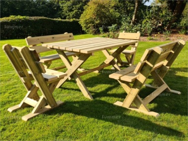 6 Seater Pressure Treated Dining Set 705 - Chairs, Benches, Table 6 Seater Pressure Treated Dining Set 705 - Chairs, Benches, Table
