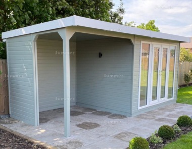 Pent Garden Office 456 - Painted, PVCu, Verandah, Fitted Free Pent Garden Office 456 - Painted, PVCu, Verandah, Fitted Free