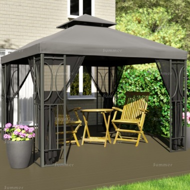 Gazebo 104-G - Metal, Hipped Roof, Side Screens