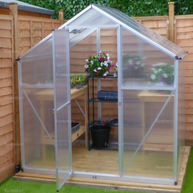 Aluminium Greenhouse 024 - Silver, Box Profile, Clip Free, Easy-Fit Aluminium Greenhouse 024 - Silver, Box Profile, Clip Free, Easy-Fit