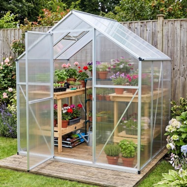 Aluminium Greenhouse 024 - Silver, Box Profile, Clip Free, Easy-Fit Aluminium Greenhouse 024 - Silver, Box Profile, Clip Free, Easy-Fit