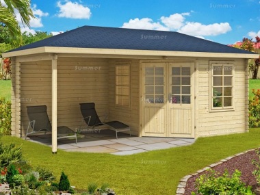 Corner Log Cabin 562 - 40mm, Plain or Georgian, Double Glazed Corner Log Cabin 562 - 40mm, Plain or Georgian, Double Glazed