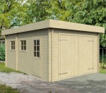 Wooden Log Garage 899 - Pent, Personnel Door, Double Glazed