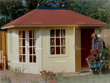 Two Room Double Glazed Corner Log Cabin 250 - Felt Tiles Two Room Double Glazed Corner Log Cabin 250 - Felt Tiles