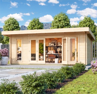 Folding Door Pent Roof Log Cabin 516 - FSC® Certified Folding Door Pent Roof Log Cabin 516 - FSC® Certified