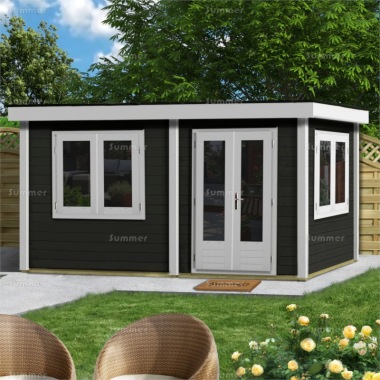 Double Door 45mm Log Cabin 222 - Double Glazed, EPDM Roof Double Door 45mm Log Cabin 222 - Double Glazed, EPDM Roof