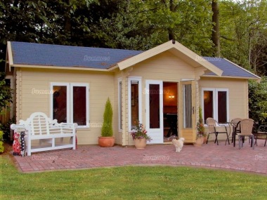 Two Room Clocktower Log Cabin 298 - Cross Shape, Felt Tiles Two Room Clocktower Log Cabin 298 - Cross Shape, Felt Tiles