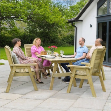 Pressure Treated 6 Seater Dining Set 828 - Chairs, Benches, PEFC Certified
