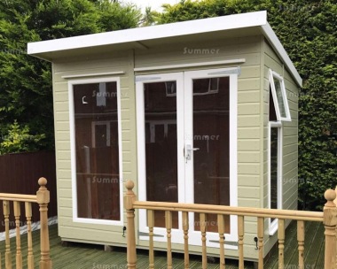 Pent Summerhouse 236 - Low Level Glazing, Double Door, Fitted Free Pent Summerhouse 236 - Low Level Glazing, Double Door, Fitted Free