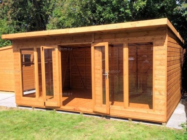 Pent Summerhouse 238 - Low Level Glazing, Double Door, Fitted Free Pent Summerhouse 238 - Low Level Glazing, Double Door, Fitted Free
