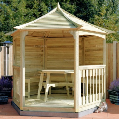 Gazebo 230 - Hexagonal, Pressure Treated, Slatted Roof